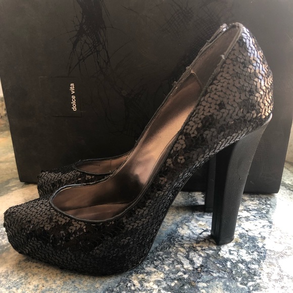 Dolce Vita Black Sequin Pump - Picture 1 of 6